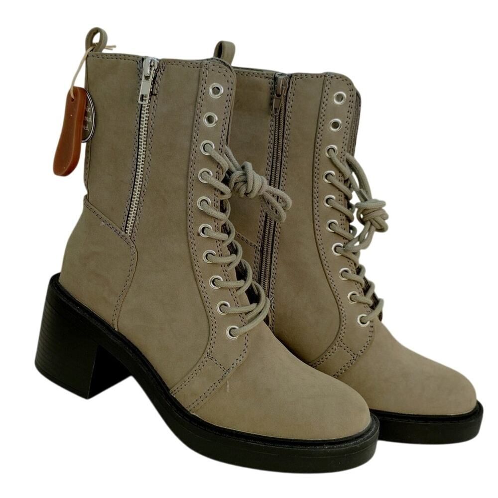 MIA Audrina Womens New w/Tags Tan Zip Up & Lace-up Combat Boots - Size 8